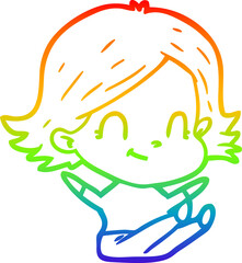 rainbow gradient line drawing cartoon friendly girl