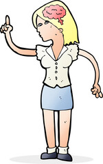 cartoon woman with clever idea