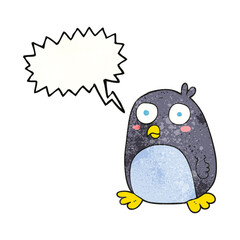 speech bubble textured cartoon penguin