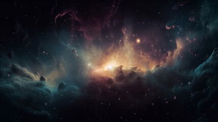 Obraz na płótnie Canvas Magic color galaxy space background. Illustration Generative AI.