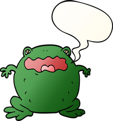 cartoon toad and speech bubble in smooth gradient style