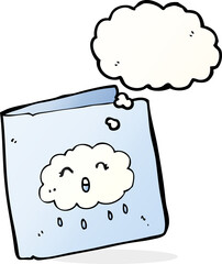 cartoon card with cloud pattern with thought bubble