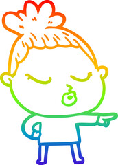 rainbow gradient line drawing cartoon calm woman