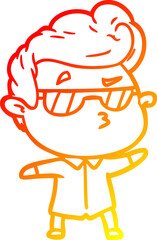 warm gradient line drawing cartoon cool guy