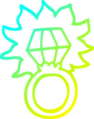 cold gradient line drawing cartoon diamond ring