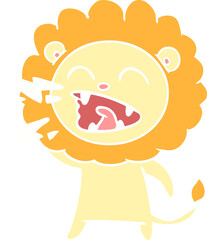 flat color style cartoon roaring lion