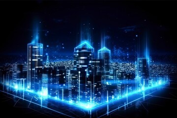 Future-Ready The Technological Skyline of a Smart City, Digital City, Futurestic City of New Era. Generative AI