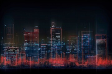 Fototapeta premium Future-Ready The Technological Skyline of a Smart City, Digital City, Futurestic City of New Era. Generative AI