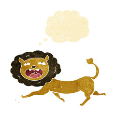 cartoon lion with thought bubble