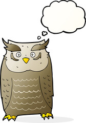 cartoon owl with thought bubble