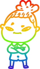 rainbow gradient line drawing cartoon woman