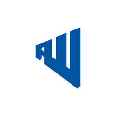 Letter AW logo in simple and perspective style with blue color