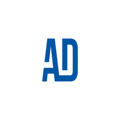 Letter AD logo in simple and minimal style with blue color