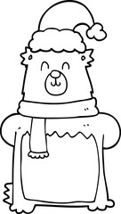 cartoon bear wearing christmas hat