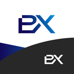 Letter BX logo in minimal and abstract style with blue gradient color