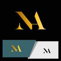 letter NA logo in elegant and minimal style of serif font with gold color