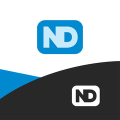 letter ND logo in minimal style in rounded shape with blue color