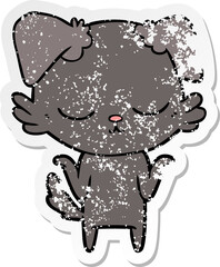 distressed sticker of a cute cartoon dog