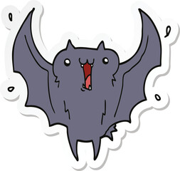 sticker of a cartoon happy vampire bat