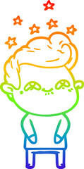 rainbow gradient line drawing cartoon excited man