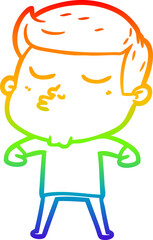 rainbow gradient line drawing cartoon model guy pouting