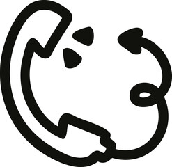 telephone handset with devil tail icon