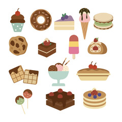 Dessert food illustration. Flat design illustration.