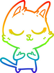 rainbow gradient line drawing calm cartoon cat