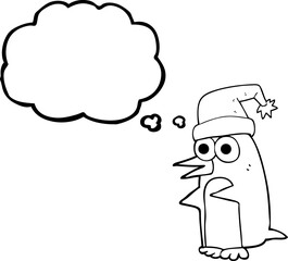 thought bubble cartoon christmas penguin