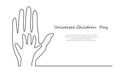 Continuous line style. Universal Children's Day Background Illustration