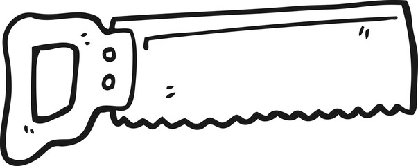 black and white cartoon saw