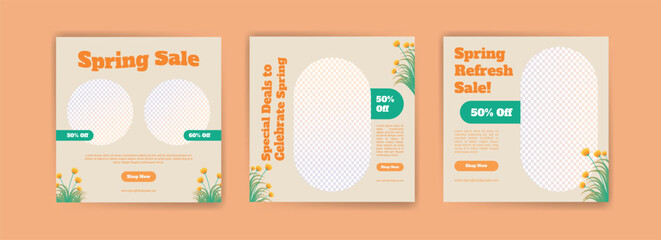 Advertising banner template for a spring-themed product sale