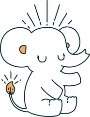 traditional tattoo style cute elephant