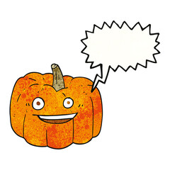 speech bubble textured cartoon halloween pumpkin