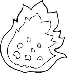 black and white cartoon burning fire