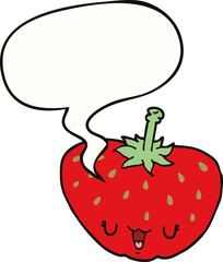 cartoon strawberry and speech bubble