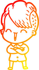 warm gradient line drawing cartoon happy hipster girl