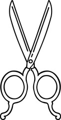 black line tattoo of barber scissors