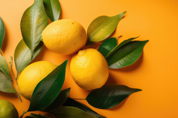 Lemon on yellow background created with AI
