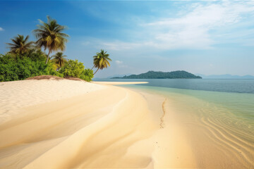 Fototapeta na wymiar Sunny beach and ocean created with AI
