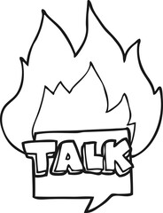 black and white cartoon talk symbol