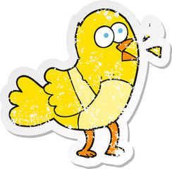 retro distressed sticker of a cartoon bird