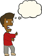 cartoon terrified man with thought bubble