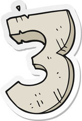 sticker of a cartoon stone number three