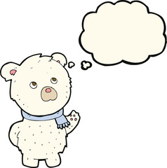 cartoon cute polar bear with thought bubble