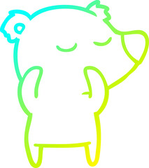 cold gradient line drawing happy cartoon polar bear
