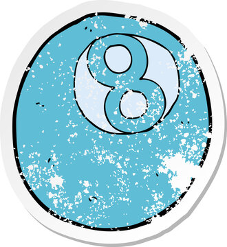 recommend clip art: retro distressed sticker of a cartoon pool ball