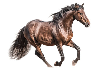 Obraz na płótnie Canvas an equestrian-themed photographic illustration of a white horse mustang stallion colt rearing, jumping, and running on a transparent background in PNG. T-shirt design. Generative AI