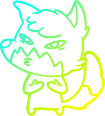 cold gradient line drawing clever cartoon fox
