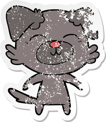 distressed sticker of a cartoon dog